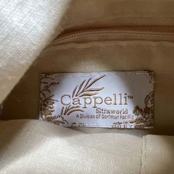 Cappelli Straworld Straw Purse Shoulder Bag Two Strap Beading Throughout Zip - Picture 5 of 9